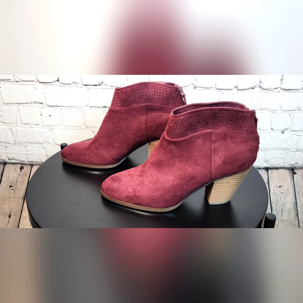 Violet & Red - Maroon Suede Ankle Boots 8.5 NWOT